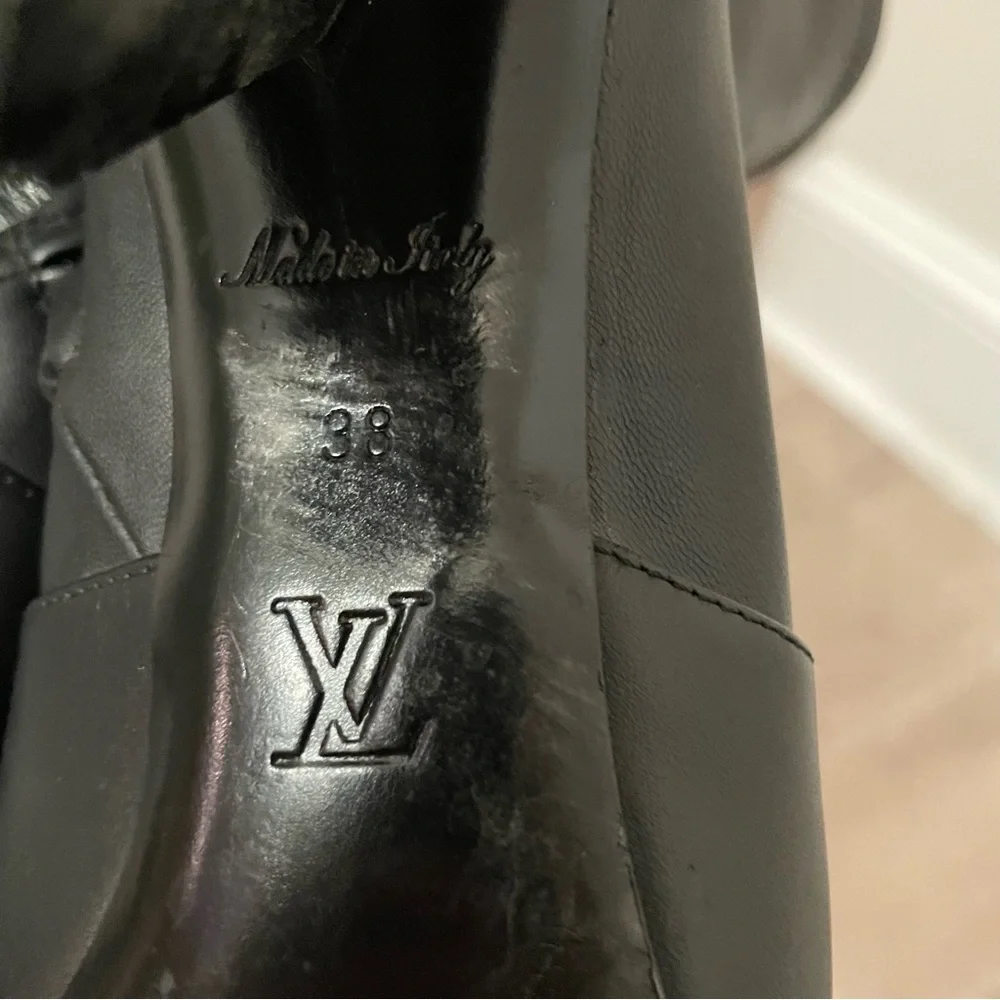 LOUIS VUITTON Uniformes Silhouette Fleur Black Ankle Boots 38 Black